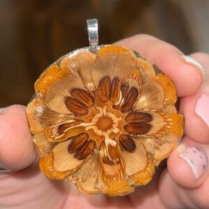 Handcrafted Pine Cone Slice Resin Pendant